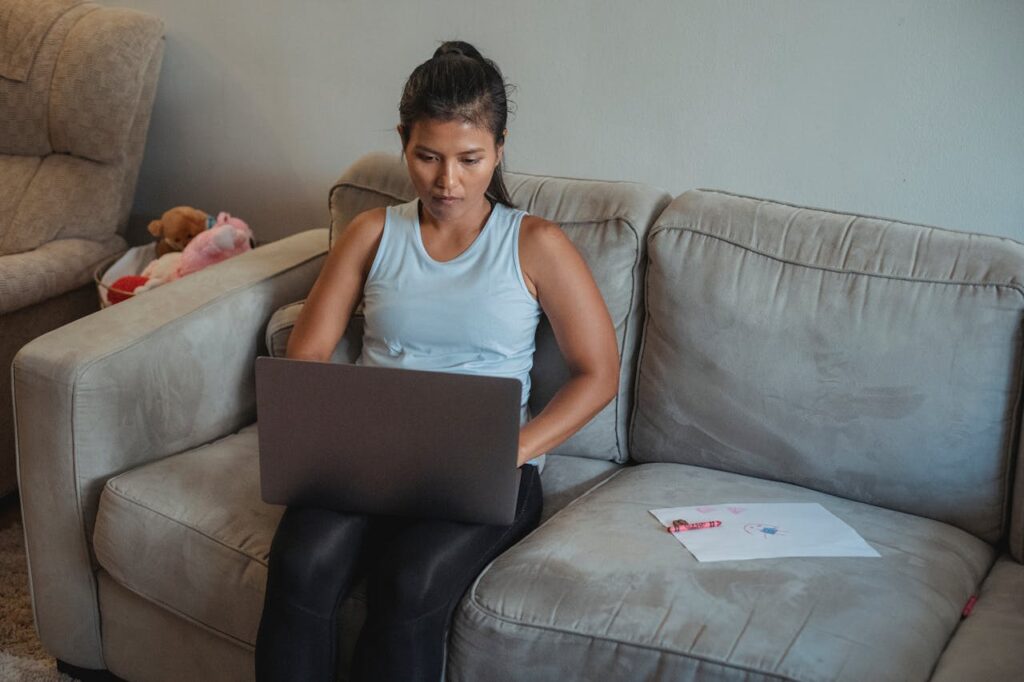 woman working on her laptop 