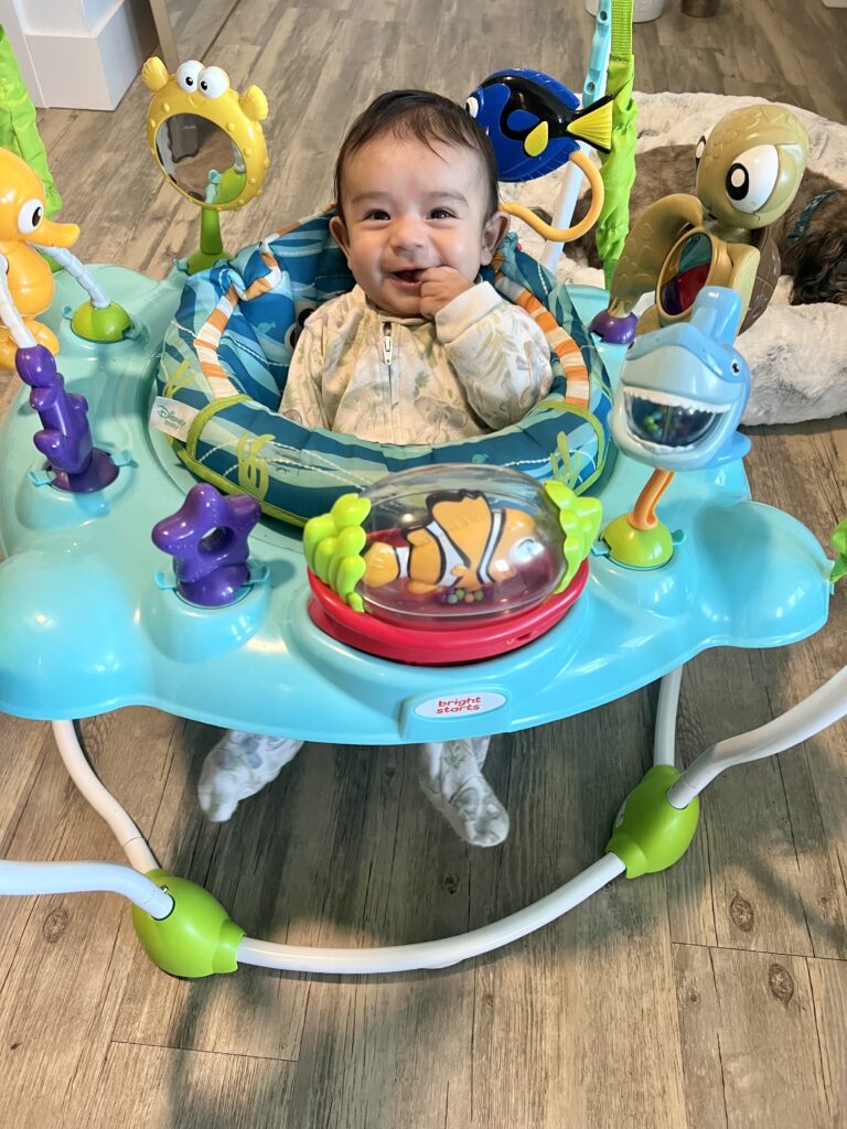 baby on bouncer 